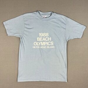 VTG 1988 Beach Olympics Hilton Head Island T Shirt Fits‎ Small Light Blue USA